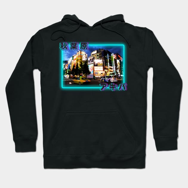 Neon Akihabara Nights Tokyo City Japan Hoodie by Knorowara